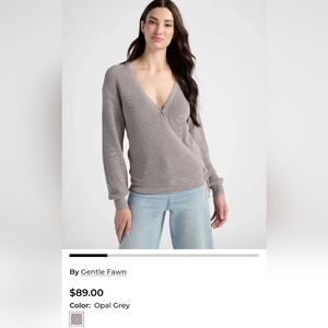 NEW w tag Gentle Fawn Opal Grey woman Wrap Knit Top With Detailed Sleeve- Large